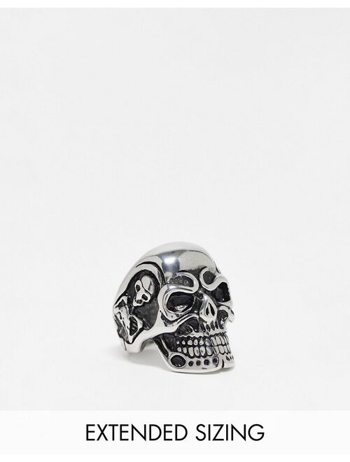 ASOS DESIGN Halloween waterproof stainless steel chunky signet ring with skull