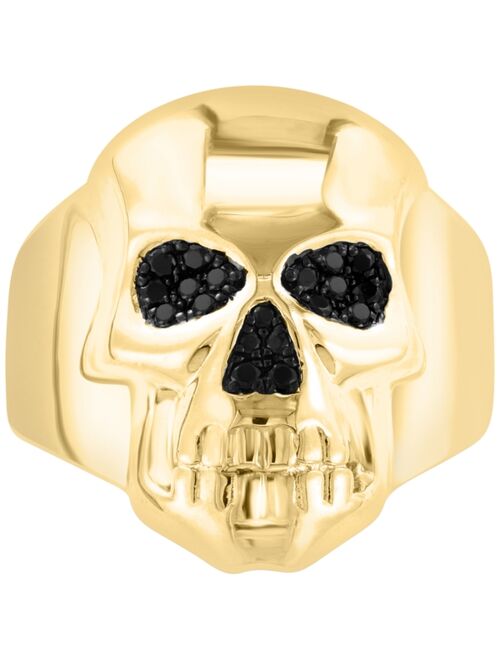 EFFY Collection EFFY Men's Black Spinel Skull Ring (1/3 ct. t.w.) in 14k Gold-Plated Sterling Silver