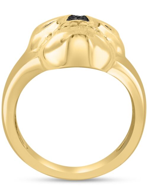 EFFY Collection EFFY Men's Black Spinel Skull Ring (1/3 ct. t.w.) in 14k Gold-Plated Sterling Silver