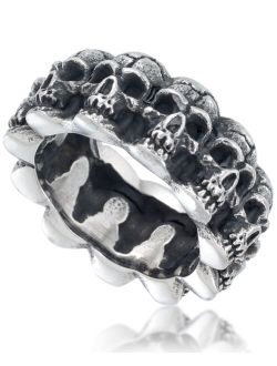 Andrew Charles by Andy Hilfiger Men's Multi Skull Ring in Oxidized Stainless Steel
