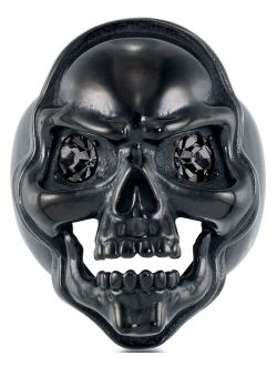 Andrew Charles by Andy Hilfiger Men's Cubic Zirconia Skull Ring in Black Ion-Plated Stainless Steel