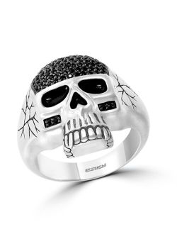 Collection EFFY Men's Black Spinel Skull Ring in Sterling Silver