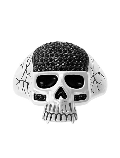 EFFY Collection EFFY Men's Black Spinel Skull Ring in Sterling Silver