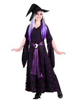 Child Magical Witch Costume Girl's Purple Moon Witch Costume
