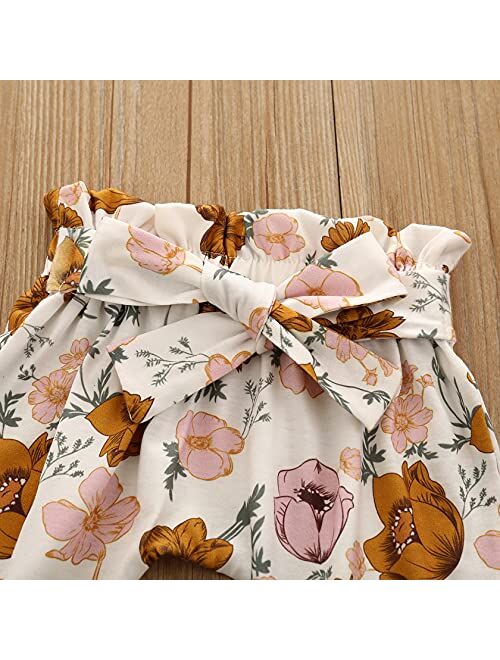Adxsun Newborn Baby Girls Outfits Flying Sleeve Romper+Cute Pants+Headband 3PC Infant Girl Clothes Set