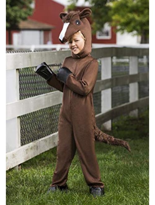 Fun Costumes Horse Costume for Kids Horse Jumpsuit with Plush Headpiece