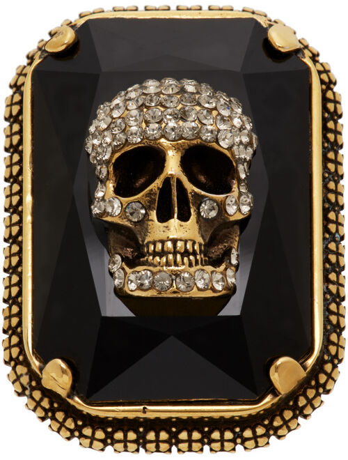 Alexander McQueen Gold Jewelled Skull Ring