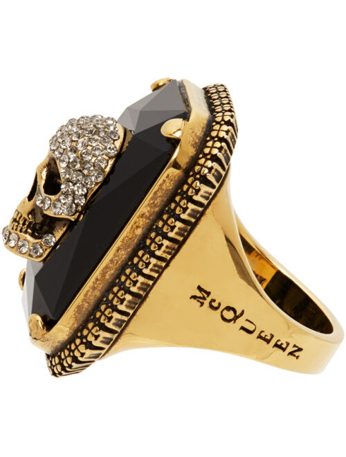 Alexander McQueen Gold Jewelled Skull Ring