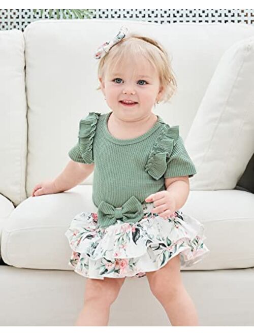 Mioglrie Newborn Infant Baby Girl Clothes Romper Shorts Set Floral Summer Outfits Cute Baby Clothes Girl