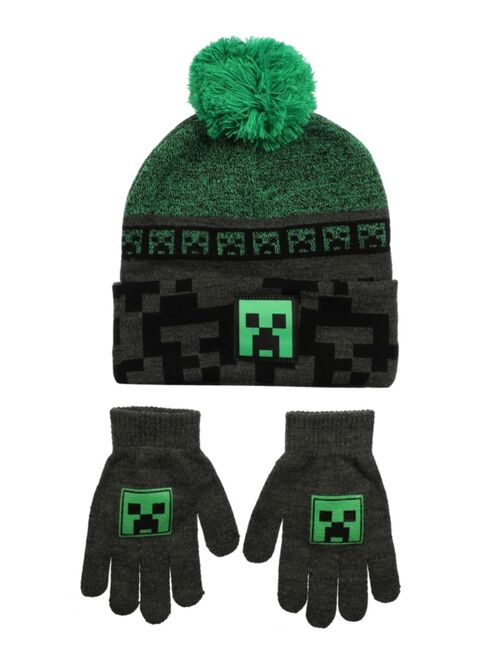BIOWORLD Big Boys Minecraft Hat and Gloves Set, 2-Piece