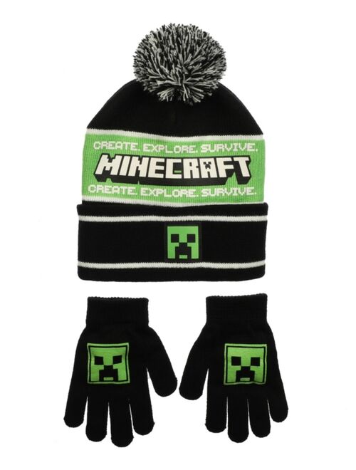 BIOWORLD Big Boys Minecraft Hat and Gloves Set, 2-Piece
