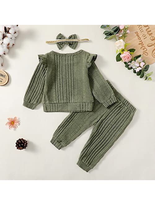 Mioglrie Infant Baby Girl Clothes Tops Pants Set Toddler Girls Clothing Sweatshirts Baby Outfit for Girls