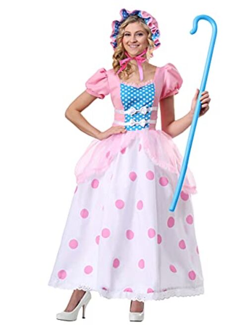 Fun Costumes Little Bo Peep Costume for Women, with Pink and Blue Bonnet, Polka Dot Dress