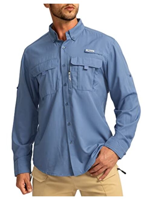 Buy Pudolla Men's Sun Protection Fishing Shirts Long Sleeve Travel