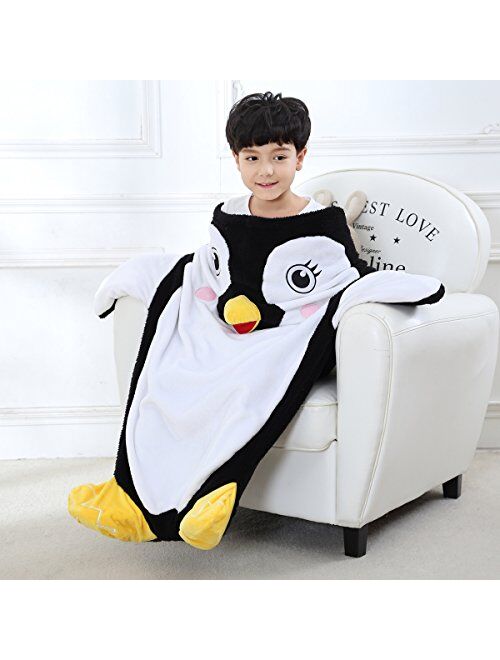 Sinogem Ladybug Blanket for Kids, 2-in-1 Soft Plush Fleece Blanket Sleeping Bag Pocket Style Animal Plush Toy with 3D Animal Pattern for Sofa Bed Travel Sleepovers Outdoo