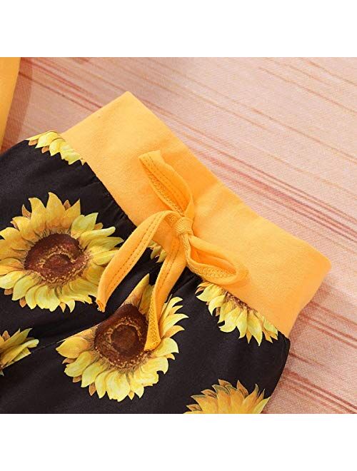 Yvowming Newborn Baby Girl Clothes Infant Baby Ruffle Romper +Pants + Headband 3 PCS Outfits Set