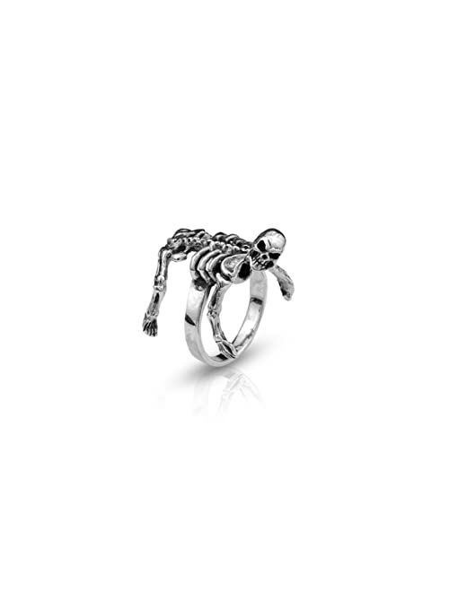 Jewellery Pit Skeleton Ring Sterling Silver Men Biker Ring, Skull Gothic Ring, Skull Punk Ring, Skeleton Jewellery Men, Gift for Halloween