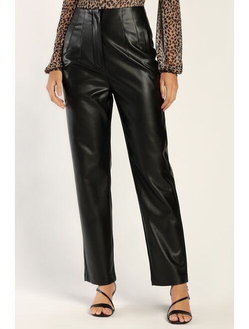 Buy Lulus Icon Living Black Vegan Leather High-Waisted Trousers online ...
