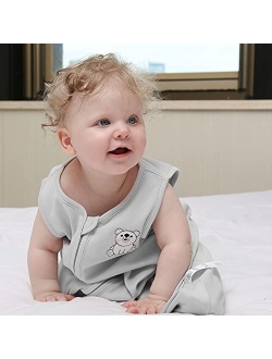 DaysU Cotton Baby Sleep Sack, Sleeveless Baby Sleeping Bag with Two-Way Zipper, Embroidered and Printed Baby Wearable Blanket for Newborn Baby Unisex 12-18 Months, 2-Pack