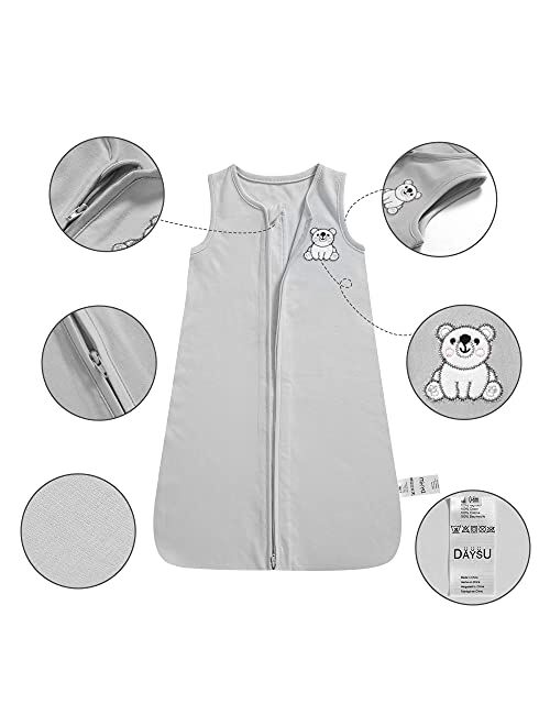 DaysU Cotton Baby Sleep Sack, Sleeveless Baby Sleeping Bag with Two-Way Zipper, Embroidered and Printed Baby Wearable Blanket for Newborn Baby Unisex 12-18 Months, 2-Pack