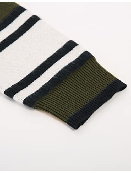GRACE KARIN Boys Vintage Stripes Pullover Stand Collar Mockneck Jumper Sweater