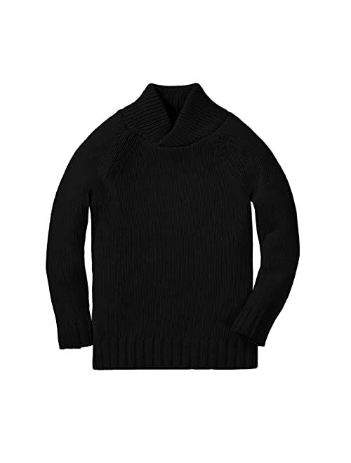 GAMISOTE Boys Shawl Collar Pullover Sweater Winter Warm Chunky Knit Jumper for Kids