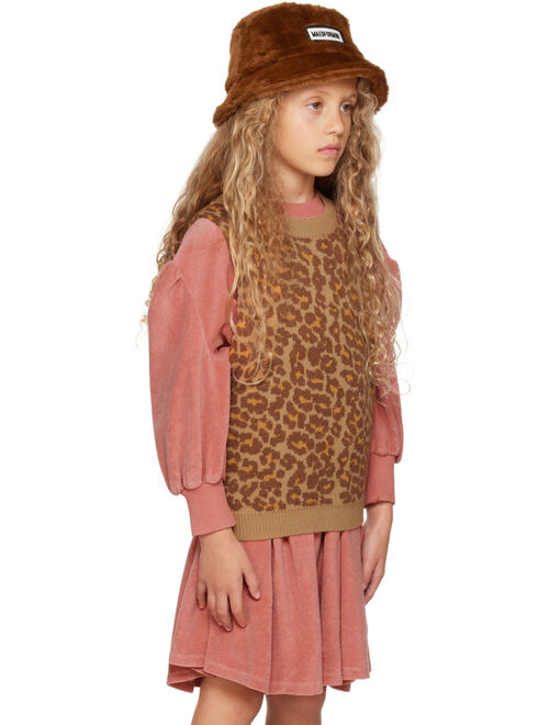 MAED FOR MINI Kids Brown Lovely Leopard Sweater