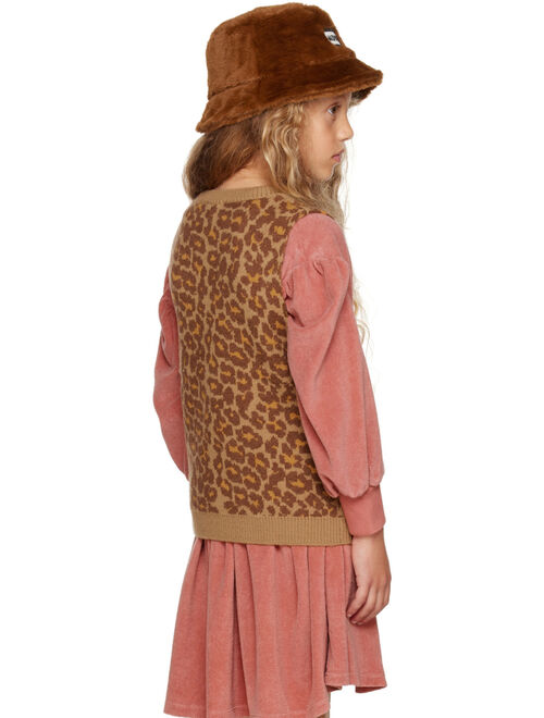 MAED FOR MINI Kids Brown Lovely Leopard Sweater