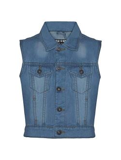 A2z 4 Kids Kids Boys Denim Jacket Faded Jeans Gilet Sleeveless School Jackets Fashion Coats