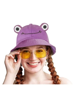 SAOROPEB Frog Hat for Adult Teens, Cute Frog Bucket Hat, Cotton Bucket Hat Funny Hat Fisherman Hat for Men Women