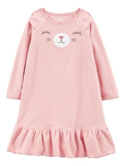 Big Girls Cat Fleece Nightgown