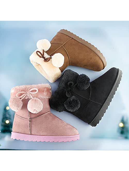 OUTVENTURE Girl's Winter Snow Boots Warm Faux Fur Lined Short Fashion Boot(Toddler/Little Kid)