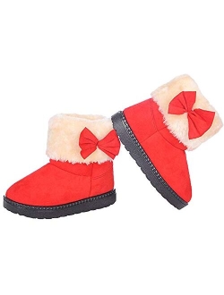 Baby's Girl's Toddler Fashion Cute Bowknot Fur Lining Princess Warm Snow Boots