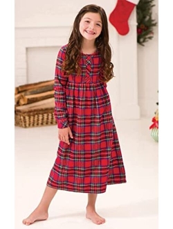 Girls Christmas Nightgown - Girls Flannel Nightgown, Red Plaid