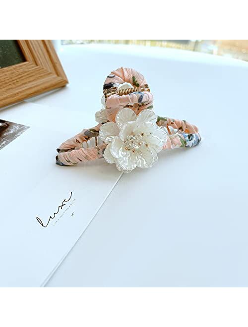 Fuyunohi Flower Clips, Large Flower Hair Clips Jaw Clips Hair Claws for Women (Gold/Silver Rose)