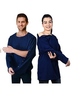 Inspired Comforts Dialysis & Shoulder Surgery Recovery Full Sleeve Shirt with Shoulder & Arm Snaps