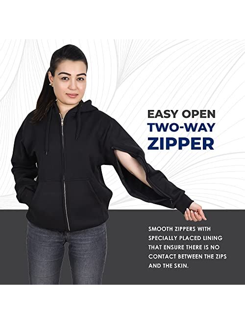 Inspired Comforts Dialysis Port Access Pullover Hoodie with Two Way Arm Zips