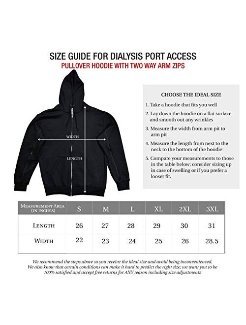 Inspired Comforts Dialysis Port Access Pullover Hoodie with Two Way Arm Zips