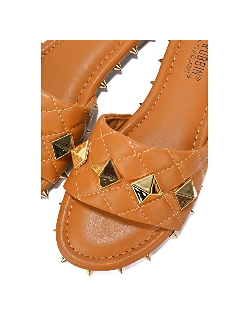 Cape Robbin Jest Sandals Slides for Women, Studded Womens Mules Slip On Shoes