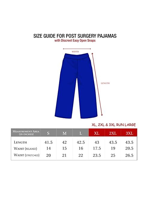 Inspired Comforts Men's/Unisex Tearaway Post Surgery Recovery Pajamas Pockets | Hidden Easy Open Snaps | Adjustable Elastic