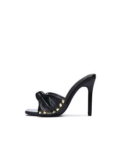 Darian Sexy High Heels for Women, Studded Square Open Toe Shoes Heels