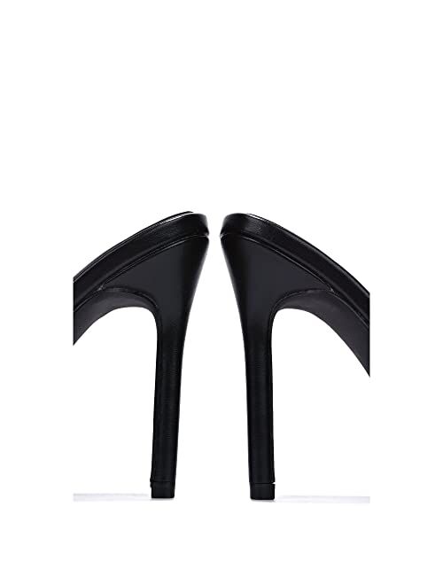 Cape Robbin Darian Sexy High Heels for Women, Studded Square Open Toe Shoes Heels