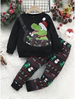 Toddler Boys Christmas Print Sweatshirt & Sweatpants