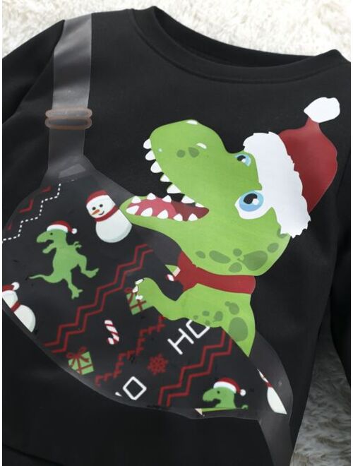 Shein Toddler Boys Christmas Print Sweatshirt & Sweatpants