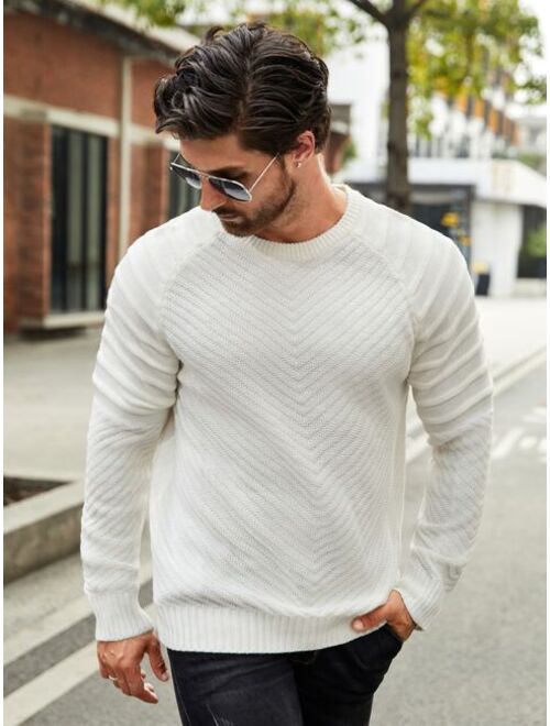 Shein Men Textured Knit Raglan Sleeve Sweater