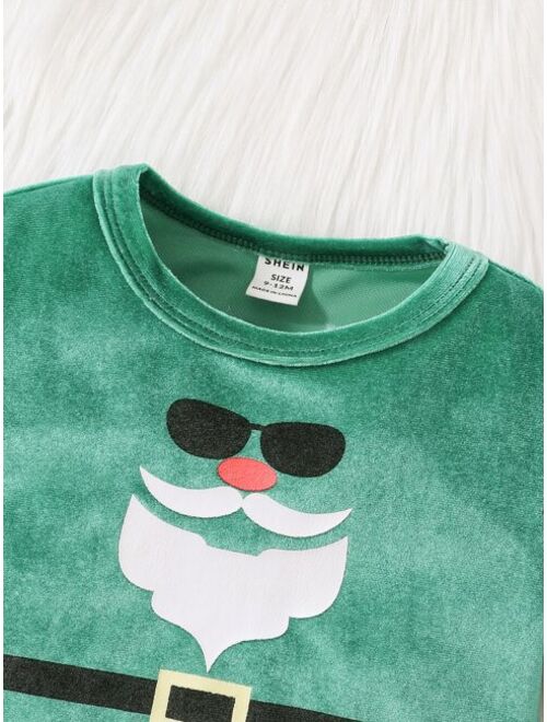 Shein Baby Christmas Print Sweatshirt Jumpsuit With Hat
