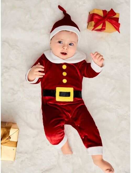 Shein Baby Christmas Jumpsuit With Hat