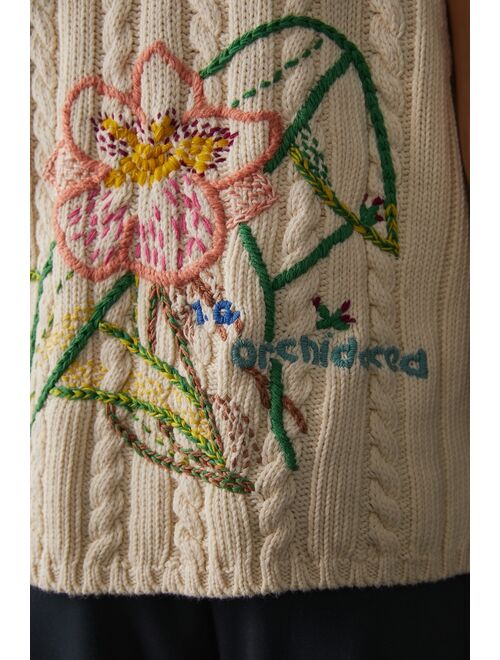 By Anthropologie Wendy Wurtzburger and Marcella Volini for Anthropologie Flower Fisherman Sweater Vest