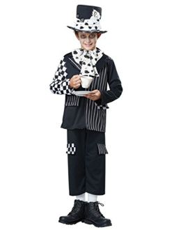 Boys Mad Hatter Child Costume Black/White, Extra Large