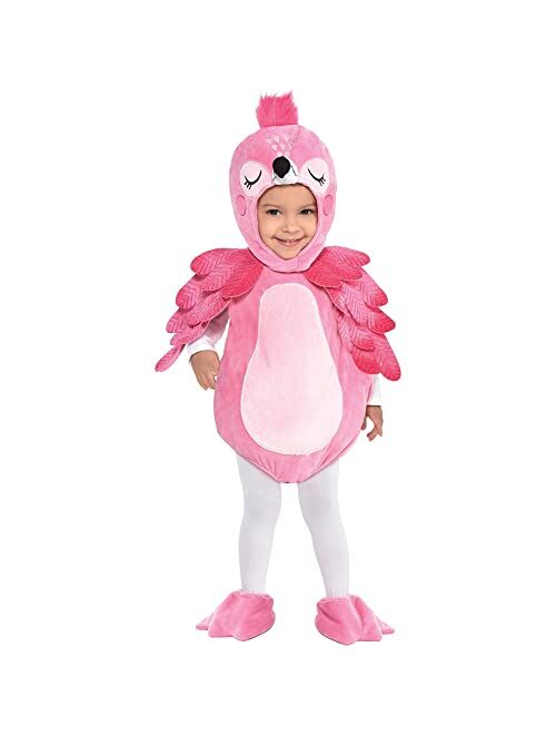 Party City Flamingo Costume for Babies, 12-24 Months, with Jumpsuit, Wings, Hood, and Booties